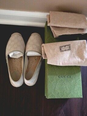 Gucci Beige Monogram Espadrilles